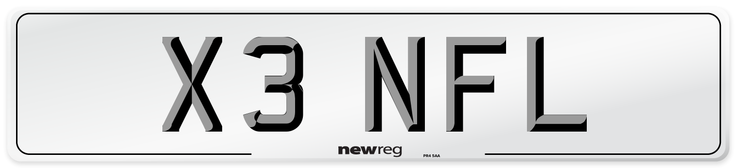 X3 NFL Number Plate from New Reg